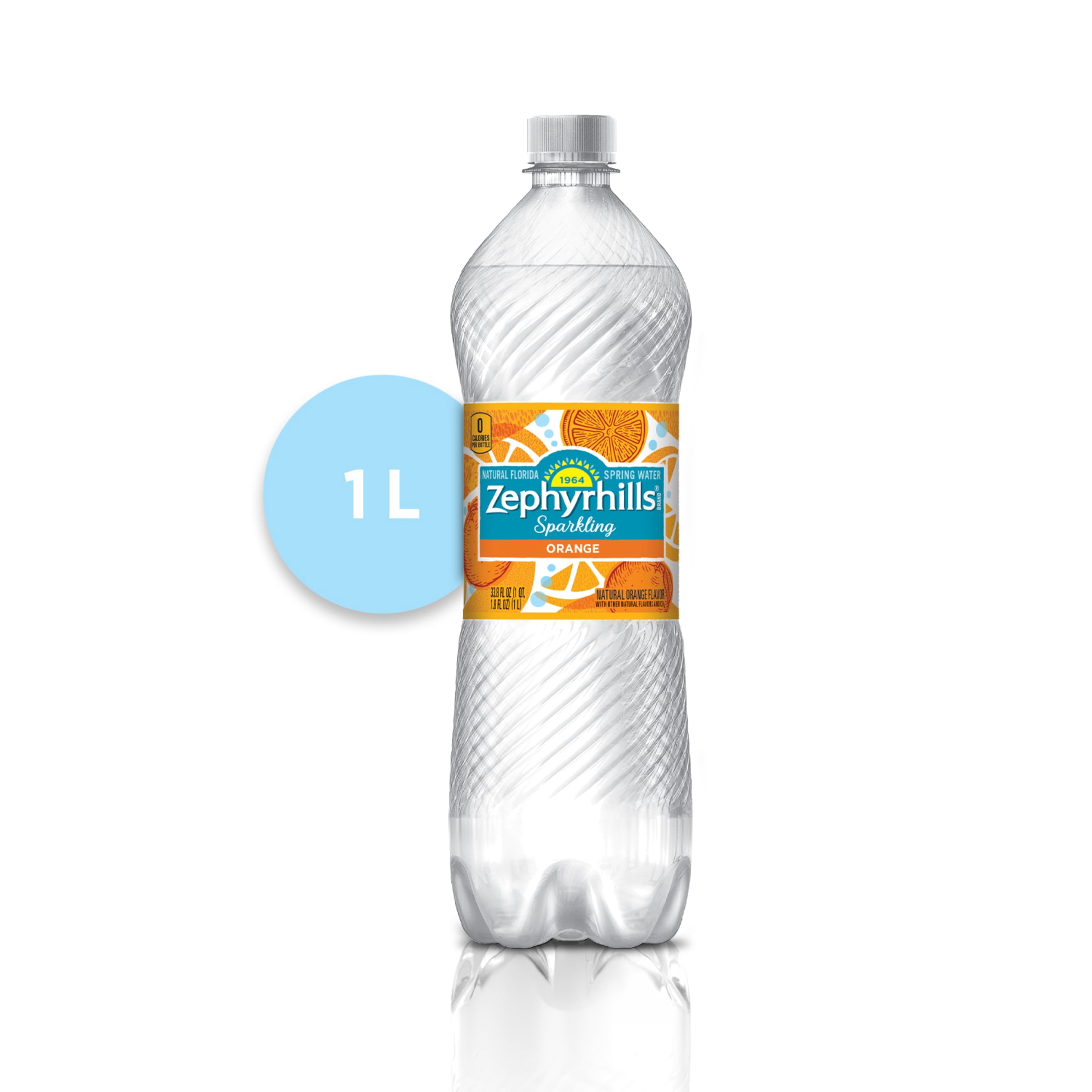 Zephyrhills Sparkling Water, Orange, 33.8 oz. Bottle