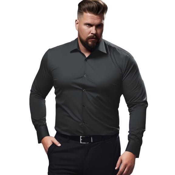 Youclos Men's Stretch Slim Fit Long Sleeve Shirt - Soft Long-Lasting Stretch Wear for Daily Commute and Business Casual