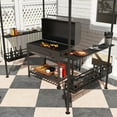 thumbnail image 6 of Outsunny 8' x 5' Grill Gazebo, 2-Tier Outdoor BBQ Gazebo with 2 Side Shelves, Storage Baskets and Ceiling Hook, Dark Brown, 6 of 9