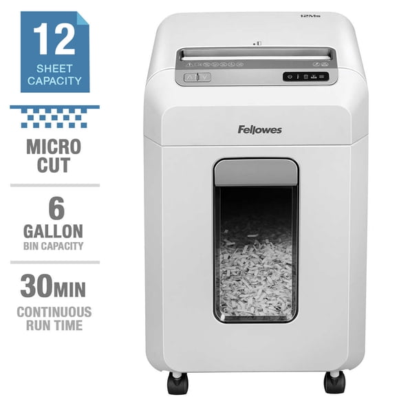 Fellowes Microshred 12Ms Micro-Cut Shredder, Black, 12 Count