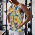 thumbnail image 5 of Balery Blue Ocean Wave Sunflower Pattern Men's Workout Tank Top Gym Muscle Tee Fitness Bodybuilding Sleeveless T Shirt Quick Dry Fit Muscle Tank Top Slim-Fit Tank-Large, 5 of 7