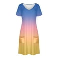 thumbnail image 3 of Liquidation d'Été 2025! Robe Grande Taille pour Femmes, Liquidation de Robe d'Été pour Femmes, Mode Féminine Robe Décontractée à Manches Courtes Dégradées Col en V, 3 of 4