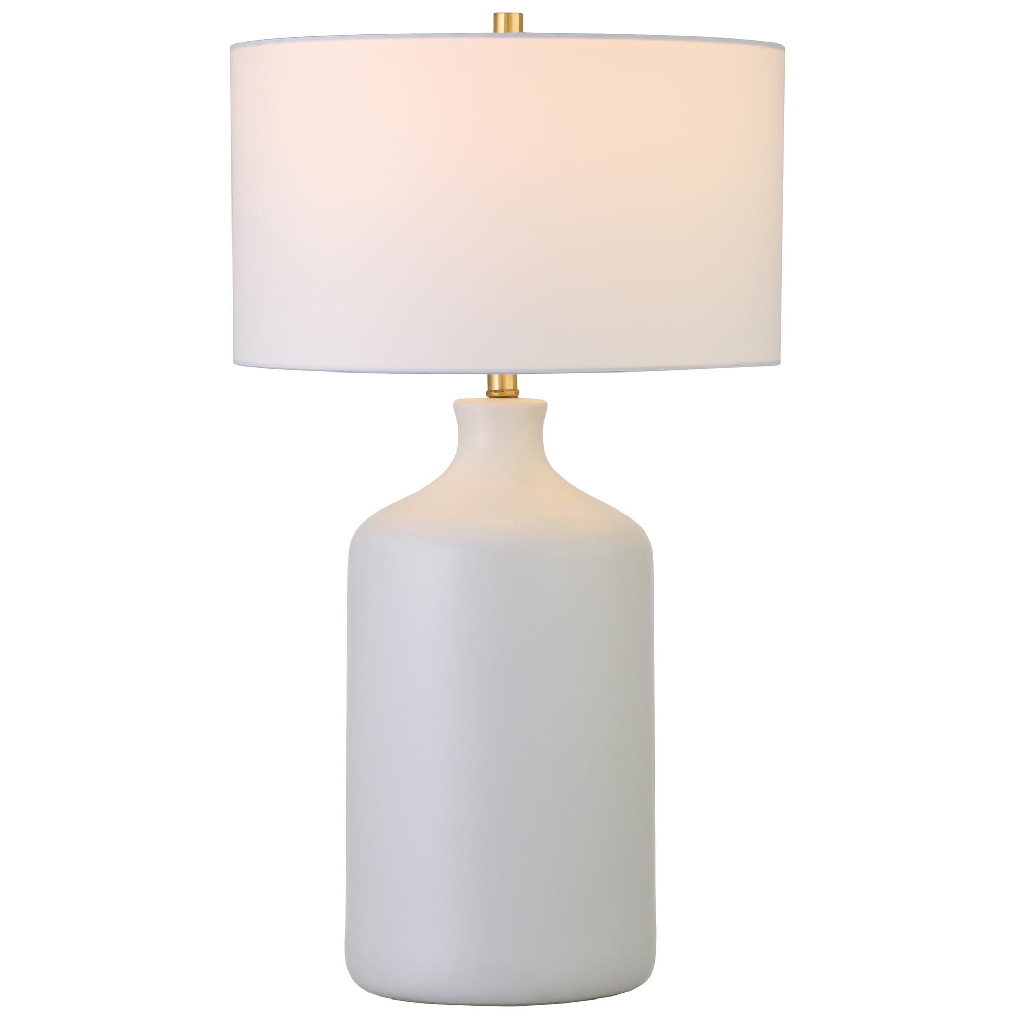 Evelyn&Zoe Sloane 29" Transitional Ceramic Table Lamp with White Drum Fabric Shade