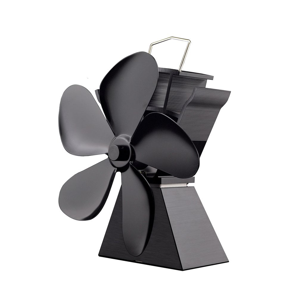 Premium 5 Blades Heat Powered Stove Fan Fuel Saving Solid Aluminum