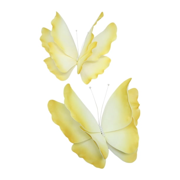 2 piezas decoraciones artificiales de mariposa suministros de mariposa artificial para fiestas creativas decorativas para la casa de la casa de la boda amarillo