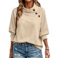 thumbnail image 4 of Kinrui Womens Mock Neck Sweatshirts Collared Button Placket Pullover Tops Lounge Wear L, 4 of 8
