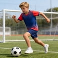 thumbnail image 6 of Avtoify Summer Girls Short Sleeve Round-Neck Shirts Dry Breathable Short Sleeve Top Matching Shorts 2 Piece Unisex Soccer Outfit for Kids Aged 5-14 Daily Attire, 6 of 9