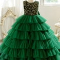thumbnail image 4 of XXWXYD Sequin Flower Girl Dresses Wedding 𝖱uffles Sleeves Pageant Puffy Tulle Prom Gown Bridesmaid Princess Ball Gown Par𝗍y Dress First Comunion Christening 𝖱uffled Sleeve Flower Girl, 4 of 7