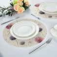 thumbnail image 4 of 15.4" Round Placemat Set of 4 Polyester Fabric Place Mats Non-Slip Dining Kitchen Table Mats for Kitchen Party Decor Pink and Purple Dandelions, 4 of 5