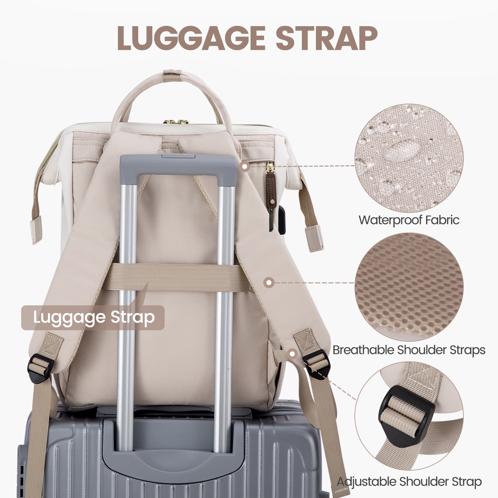 Lovevook Laptop Backpack, 15.6" Women Work Backpack Purses with USB Port, Waterproof Casual Daypack Travel Backpack, Large Fashion Teacher Nurse College Bookbag