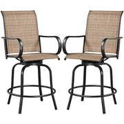 Yaheetech 2-piece Patio Swivel Texteline Bistro Chairs with High Back, Black/Brown