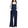 thumbnail image 3 of SOMER Women’s Jumpsuit Overalls Adjustable Strap Loose Fit Romper with Pockets Casual Bib-Style Maternity Friendly Plus Size Navy Blue, 3 of 7