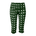 thumbnail image 7 of Usloyux Women's Capri Pants High Waisted Stretch Polka Dot Slim Fit Capri Leggings Casual Streetwear Travel Bottoms, Green S, 7 of 7