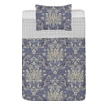 thumbnail image 1 of Vintage Reversible Bedspread Set, Floral Retro Style Blossoming Pattern Leafs Spiraling Entangled Design of Artwork, Pillow Shams & Comforter Microfiber Bedding Set, 3 Sizes, Dark Ceil, by Ambesonne, 1 of 2