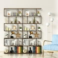 thumbnail image 2 of Giantex 2 PCS 6-Tier Bookshelf w/Open Shelves, S-Shaped Display Shelf, Wooden Utility Organizer Bookcase for Home Office (Brown), 2 of 8