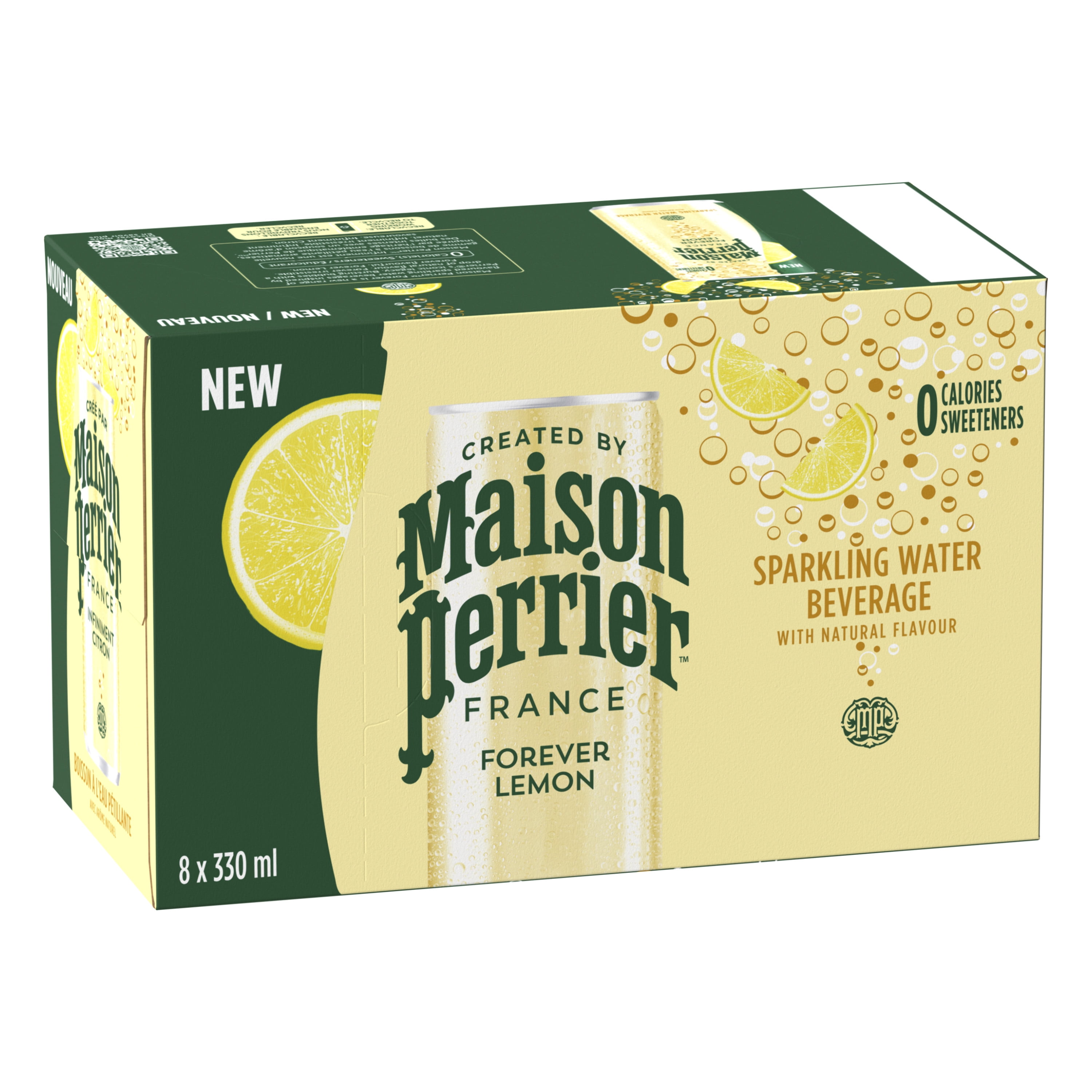 Maison Perrier Forever Lemon, Sparkling Water Beverage, Natural Lemon Flavour, No Calories, No Sweeteners, No Sodium, Sourced & Bottled In France, 2.6 L