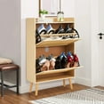 thumbnail image 2 of GloryStar Entryway Shoe Cabinet, Rattan Flip-Drawer Organizer for 15-20 Pairs with Anti-Tip MDF Frame, 2 of 8