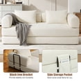 thumbnail image 2 of JIE LISHUN 78" 4-in-1  Convertible Corduroy Sofa Bed, No-Assembly Boneless Loveseat Pull-Out Sleeper for Small Spaces, Beige, 2 of 9