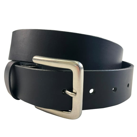 1.5"(38mm) Black Solid Buffalo Leather Belt Handmade in Canada by Zelikovitz Size: 40 for 38" Waist
