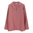thumbnail image 4 of Ketyyh-chn99 Pyjama en Soie pour Femmes Printemps Automne Coton Manches Longues Col à Revers Vêtements de Maison Cardigan Pantalon Ensemble de Pyjama Rouge Melon D\'eau,L, 4 of 5