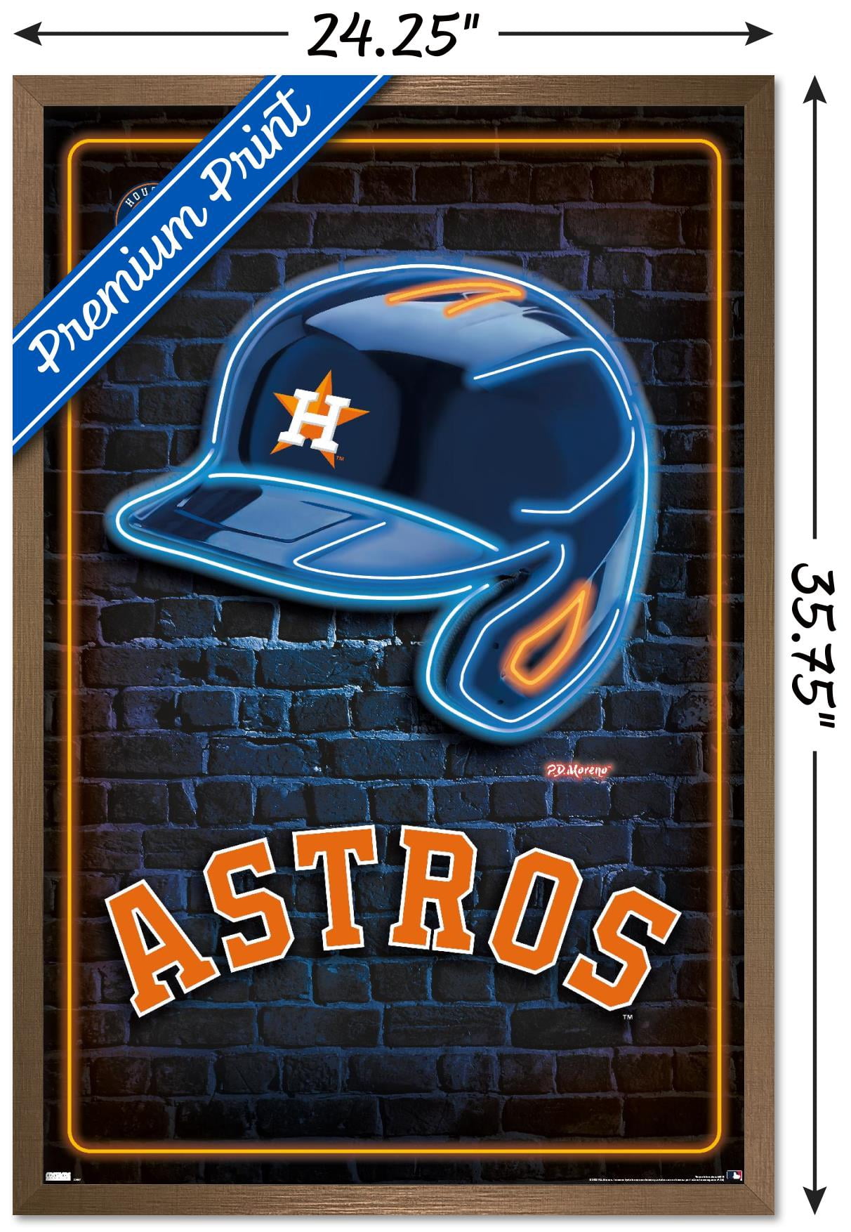 MLB Houston Astros - Neon Helmet 23 Wall Poster, 22.375" x 34" Framed