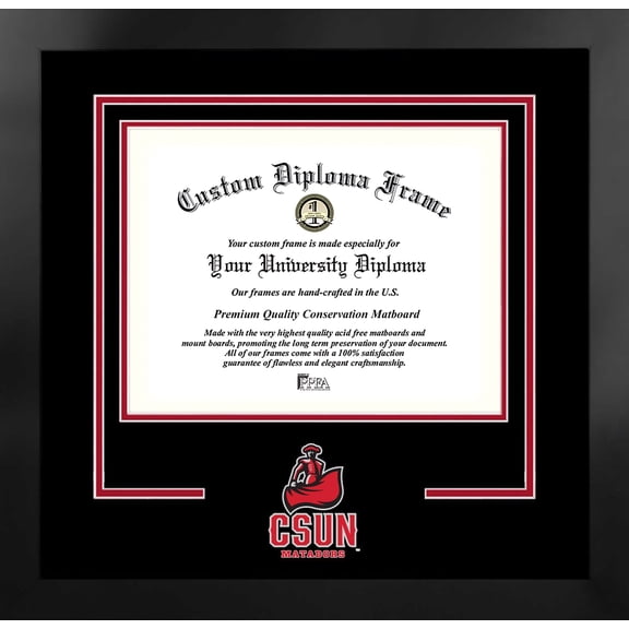 California State University, Northridge 11w x 8.5h Spirit Diploma Manhattan Black Frame with Bonus Campus Images Lithograph (value savings $59)