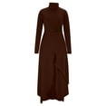 thumbnail image 4 of YueHuiYing Womens Long Sleeve Casual Dress Ribbed Knit Sweater Crewneck Midi Wedding Guest Dresses, 4 of 7