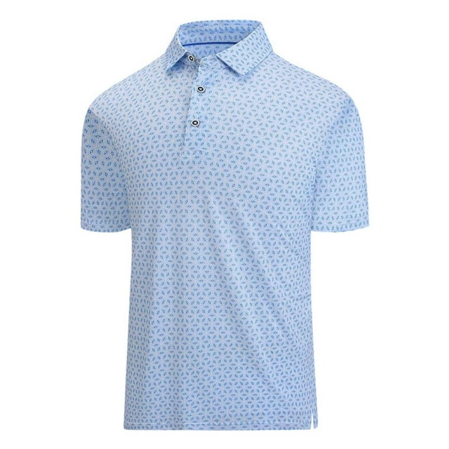 WEIYLL Hauts pour Femmes Tendance 2025 Polo à Col Imprimé Manches Courtes Ample Bleu Clair Tailles G