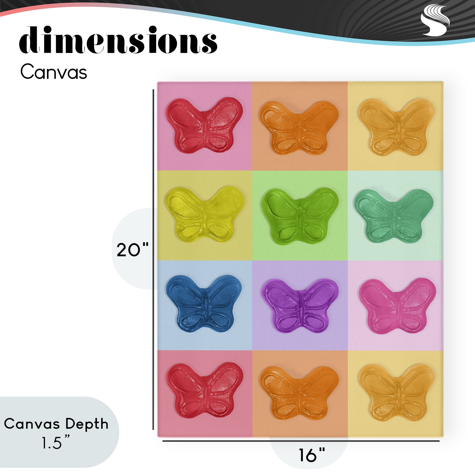 Stupell Industries Colorful Butterflies Candy Canvas Wall Art, design by LISH Creative
