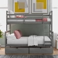 thumbnail image 3 of Twin Over Full Bunk Bed with Two Storage Drawers, Ladder and Safety Guardrail for Kids Teens Adult, Wood Bunk Bed Frame for Bedroom Guest Room, Gray 78.7''Lx76.3''Wx62.3''H, 3 of 7