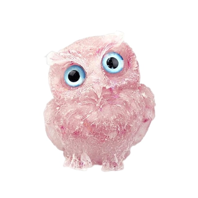 Injueey Crystal Owl Decoration Owl Statue for Housewarming Decor Office Gift Decoración del hogar Rosa