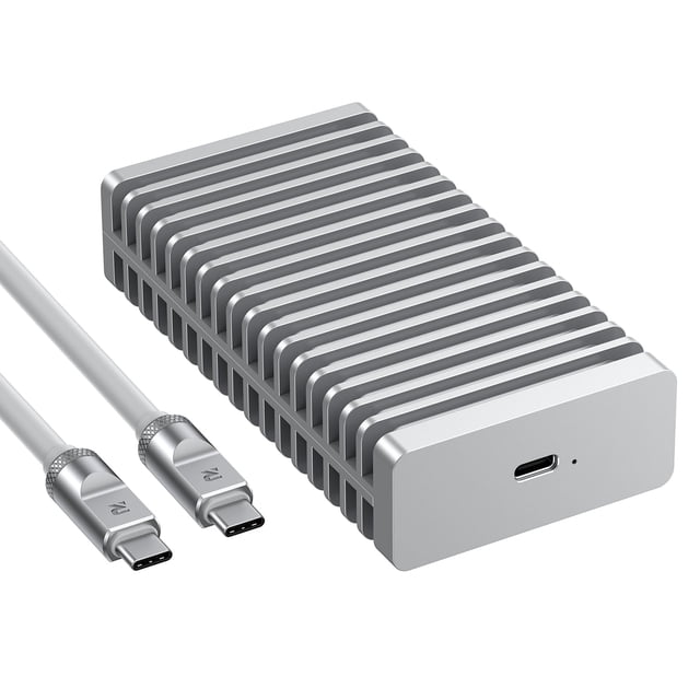 RayCue 40Gbps M.2 NVMe Enclosure with Aluminum Double-Sided Fin Heat Dissipation, External SSD Case for Mac, Windows, Compatible with USB 4/3.2/2.0 (