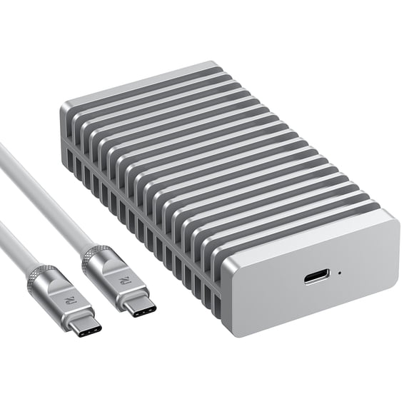 RayCue 40Gbps M.2 NVMe Enclosure with Aluminum Double-Sided Fin Heat Dissipation, External SSD Case for Mac, Windows, Compatible with USB 4/3.2/2.0 (