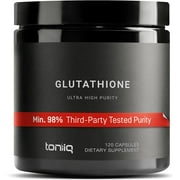 Toniiq Ultra High Strength Glutathione Capsules - 1000mg Concentrated Formula - 98%+ Highly Purified and Bioavailable - Non-GMO Fermentation - 120 Capsules Reduced Glutathione Supplement 120 Count (Pack of 1)