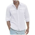 thumbnail image 1 of Mens Shirts Button Down Long Sleeve Lapel Patchwork Holiday Cardigan Navy Fall Tops for Men Trendy size XXXXL, 1 of 3