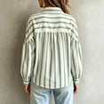 thumbnail image 4 of NTACZA Button Down Women's Tops for Summer Pleated Back Blouson Striped Collared Long Sleeve Relaxed Fit Work Shirts L, 4 of 9
