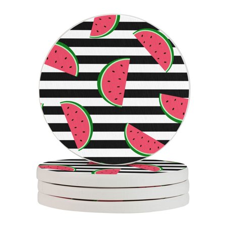 

Circular Drink Coasters Set Watermelon Beautiful Home Decor Diatomite Heat-Resistant Diatomite Protect Table Countertop