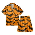 thumbnail image 4 of Xmyrz Halloween Pajama Sets For Men 2 Piece Soft Indoor Relaxation Refreshing Print Pumpkin Short Sleeve Loungewear Ghost Pj'S Sleepwear Outfit, 4 of 4