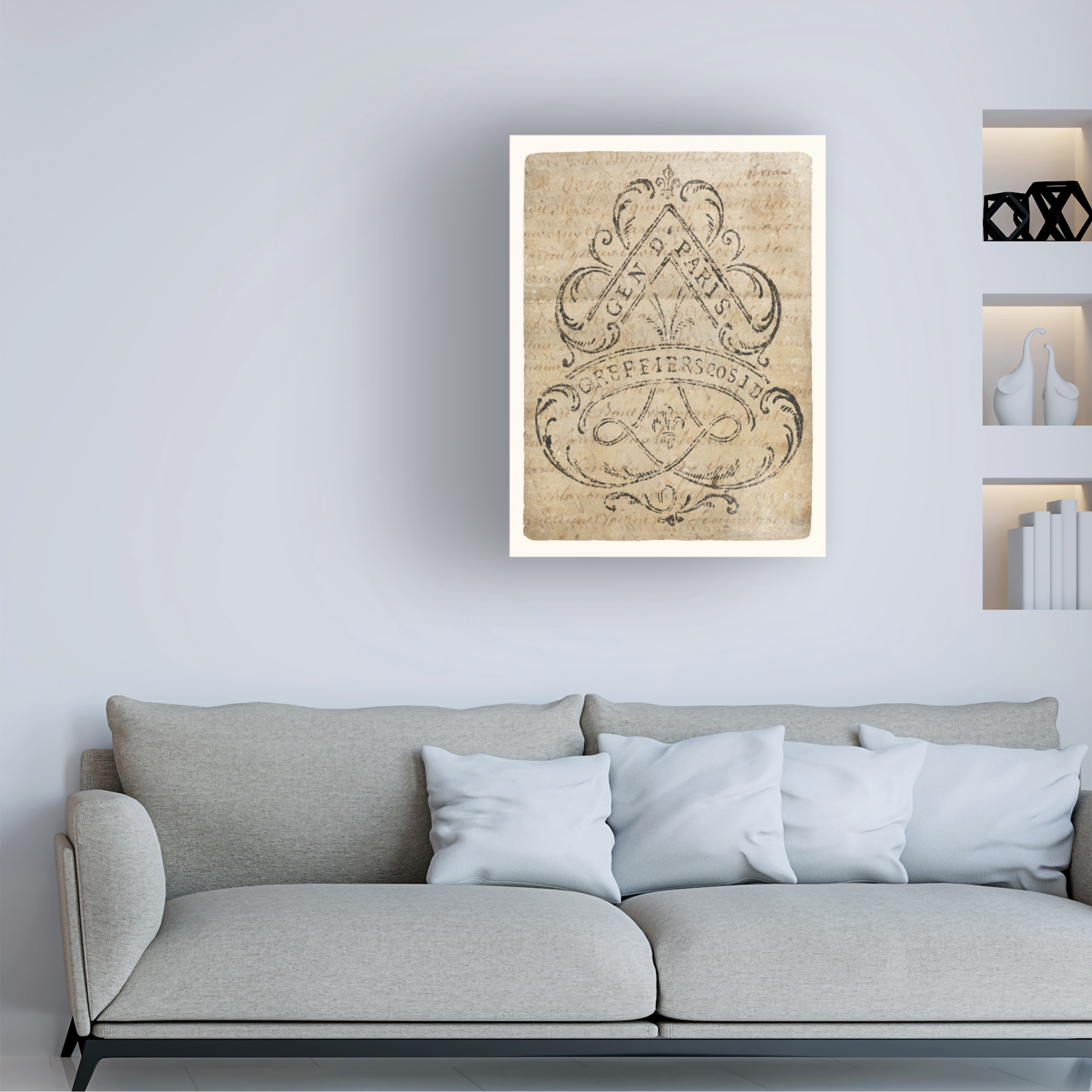 Trademark Fine Art 'Vintage Letter Crest I Antique Border V2' Canvas Art by Wild Apple Portfolio