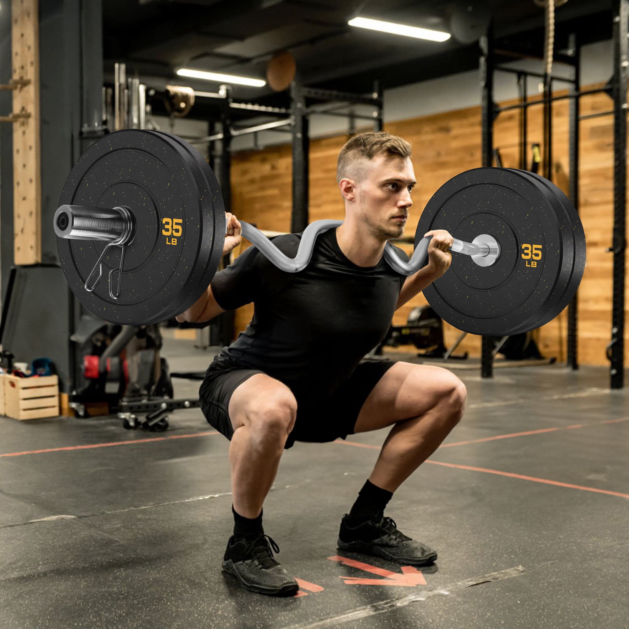 FIXTECH 2-Inch Bumper Plates High Bounce, Olympic Weight Plate Set 100lb, Barbell Weight Plates Set for Home Gym, Colored Weights Rubber Strength Training Plate for Weight Lifting
