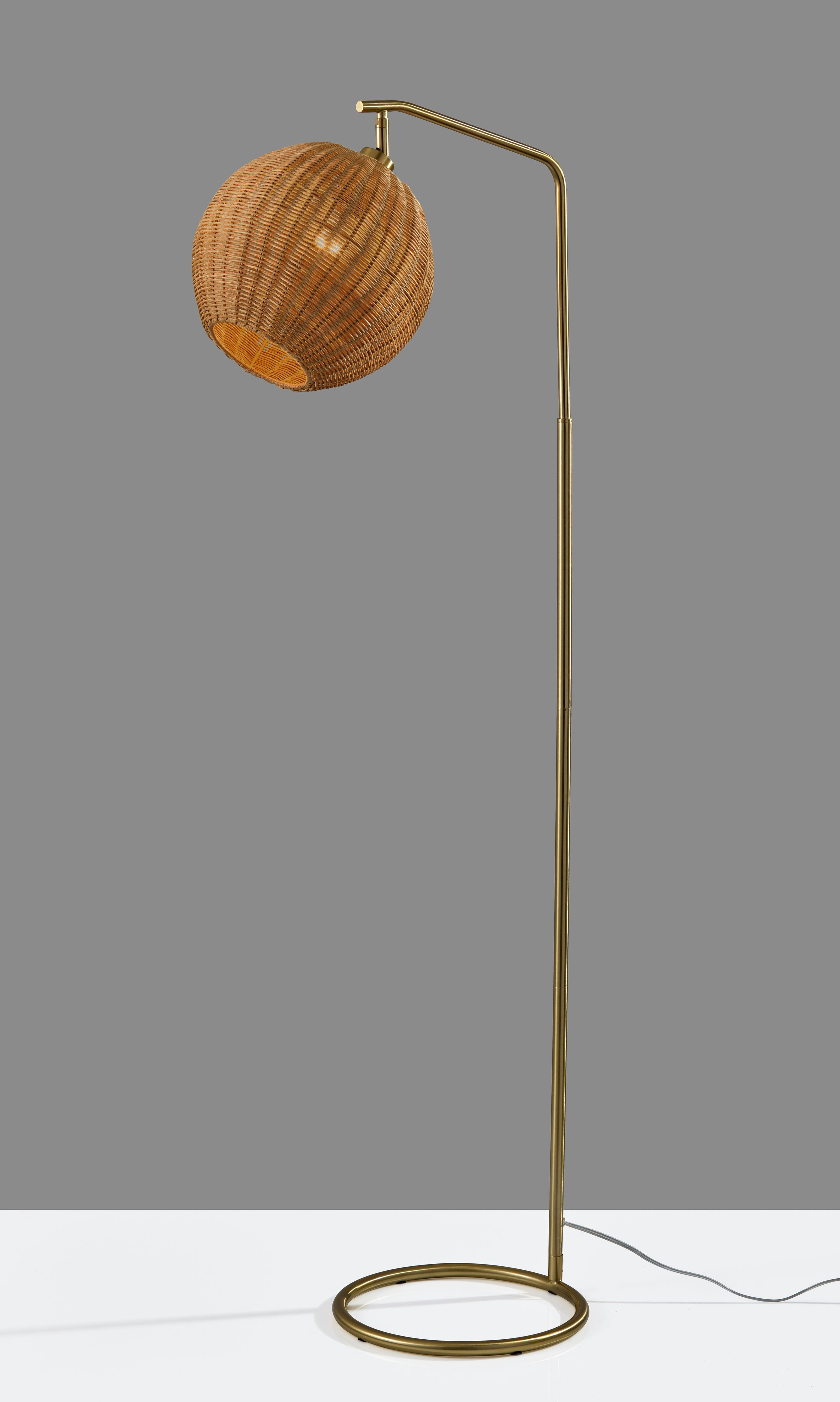 Adesso Maeve 60" Decorative Floor Lamp with Brown Rattan Globe Shade