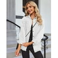 thumbnail image 4 of Weardear Women's Denim Jackets Long Sleeve Button Down Casual Frayed Hem Shacket Jean Jacket, 4 of 5