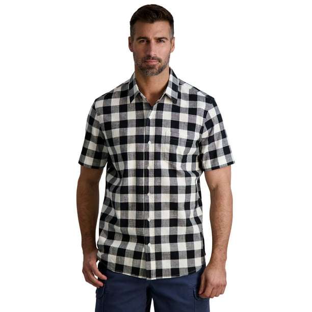 Chaps Men's Short Sleeve Stretch Cotton Slub Shirt, Sizes XS-4XB ...