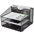 thumbnail image 1 of Easepres Mesh File Organizer Desktop, File Folder Holder Desk Organizer With 3 Paper Letter Tray And 1 Vertical Upright Compartment, Black, 1 of 4