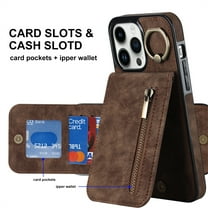ELEHOLD For iPhone 11, Wallet Case with Card Slot Holder,RFID Blocking,Built-in 360°Rotating Ring Kickstand Zipper Retro Purse Shockproof Case Cover, brown