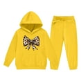 thumbnail image 6 of NAISIBABY Girls Hooded Sweatshirt and Jogger Pants Sets, Leopard Graphic Bow Fall Activewear Outfit 2-Piece Yellow 9T, 6 of 6