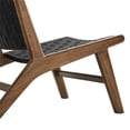 thumbnail image 5 of Maklaine Woven Leather & Wood Accent Lounge Chair in Black and Walnut, 5 of 9