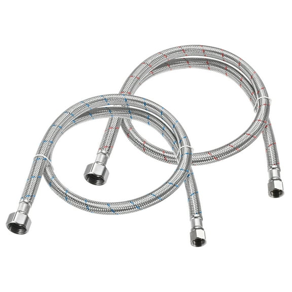 Uxcell 2-Pack 35 Inch Faucet Hose Connector, 9/16" x G1/2 Female Thread Connector for Bathroom