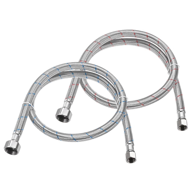 Conector de manguera de grifo Uxcell de 2 paquetes de 35 pulgadas, conector de rosca hembra de 9/16" x G1/2 para baño