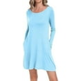 thumbnail image 4 of Aiyino Women Casual Swing Dresses Beach Cover up Loose Long Sleeve Midi Dress with Pocket, 4 of 7